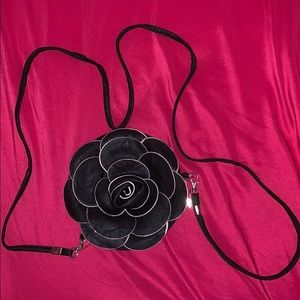 Black Flower Small Crossbody Purse